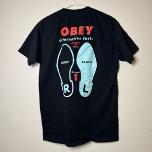 Obey Alternative Facts Graphic T-Shirt Mens Medium Black Short Sleeve Cotton